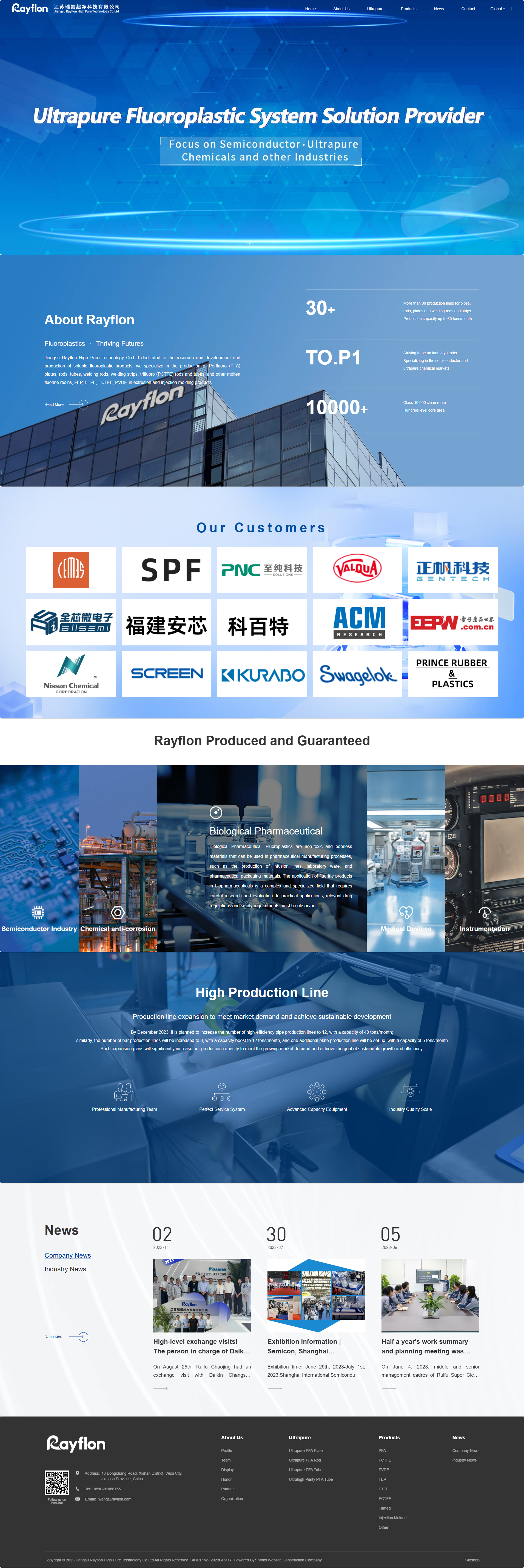 江苏瑞氟超净科技自适应英文网站建设 PC端预览图