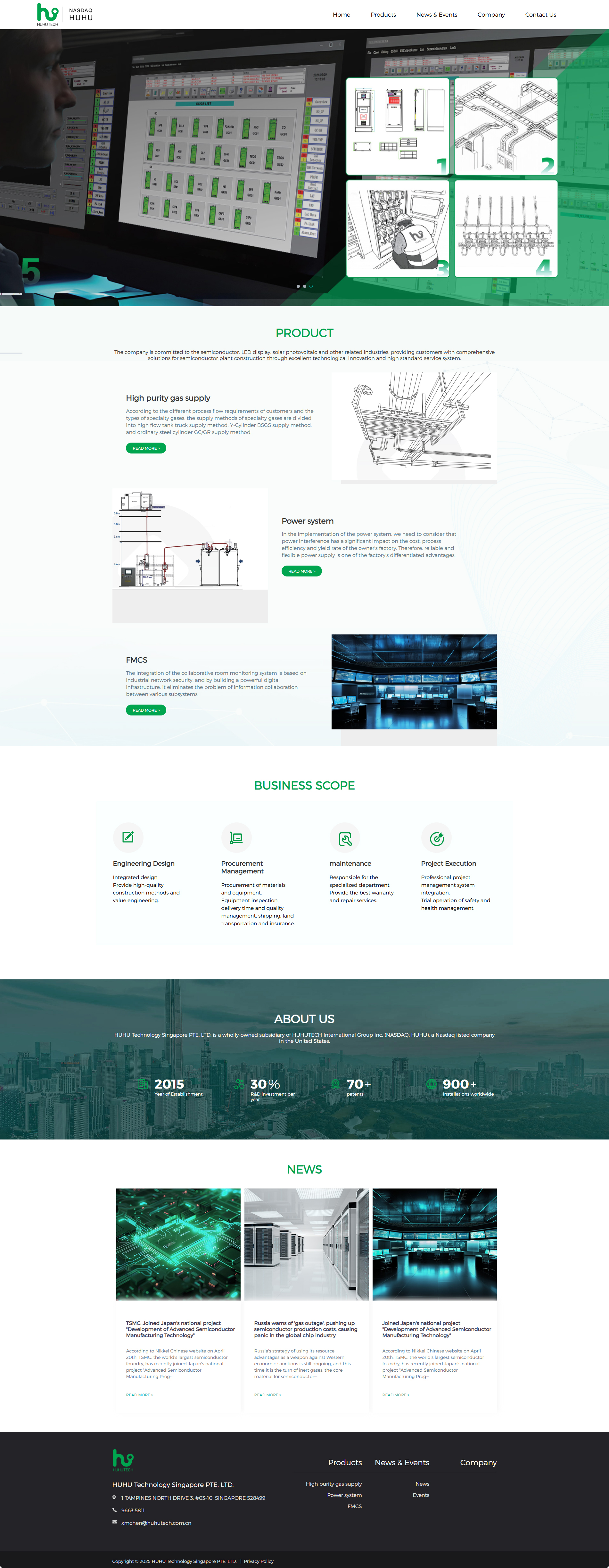 虎虎機(jī)電新加坡公司英文網(wǎng)站建設(shè)制作案例 PC端預(yù)覽圖